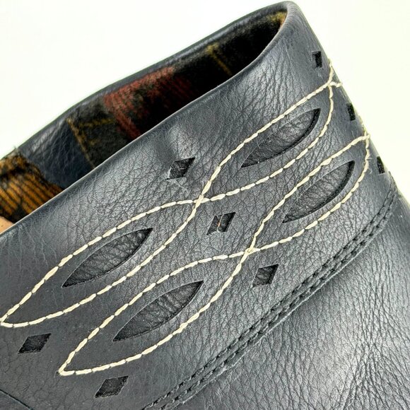 Frye Black Embroidered Clogs Size 10M | 2010s Vintage Chunky Heel Slip-On Mule - Picture 5 of 9